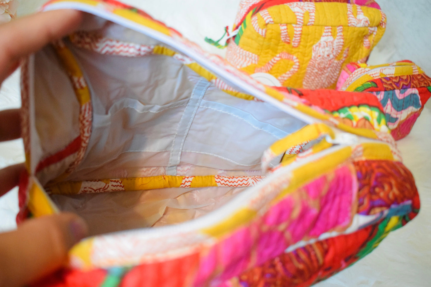 Gift for Mom Gift Ideas for Her Birthday Handmade Cosmetic bags Makeup Bag Travel Organizer Pouches Set of 3 Toiletries Kit Quilted pouch