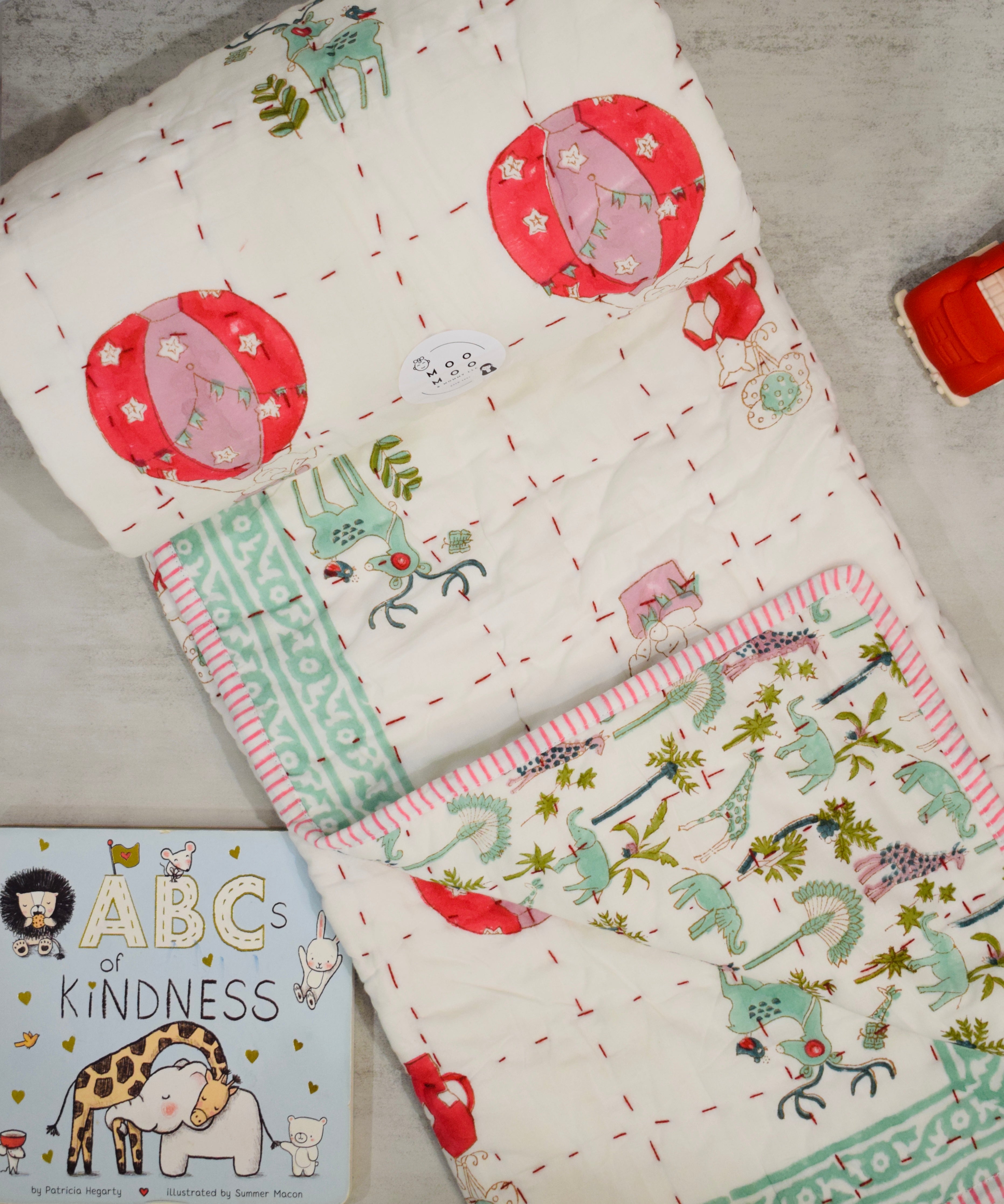 Hot Air Balloon Kids Blanket Reversible.