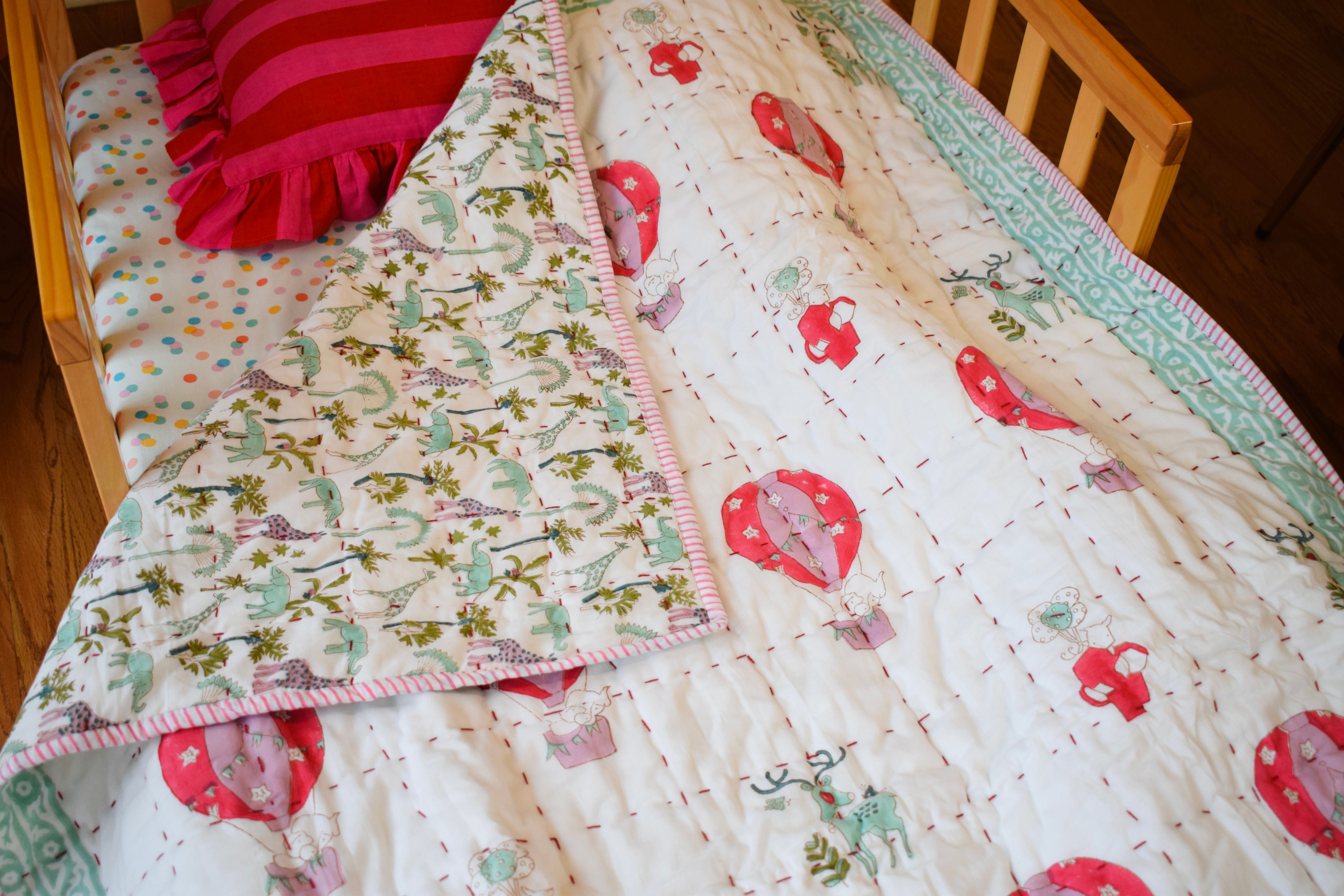 Hot Air Balloon Kids Blanket Reversible.