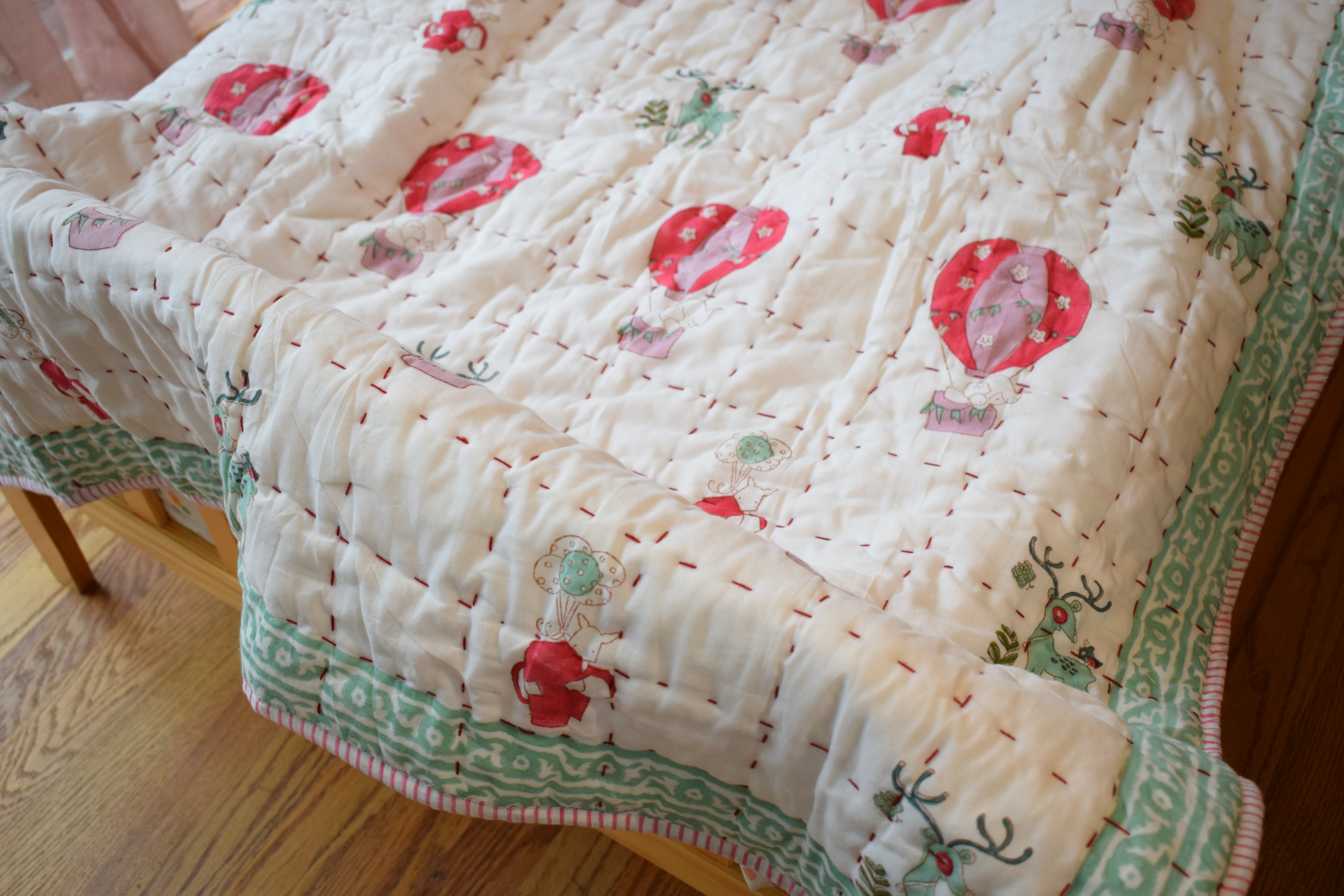 Hot Air Balloon Kids Blanket Reversible.
