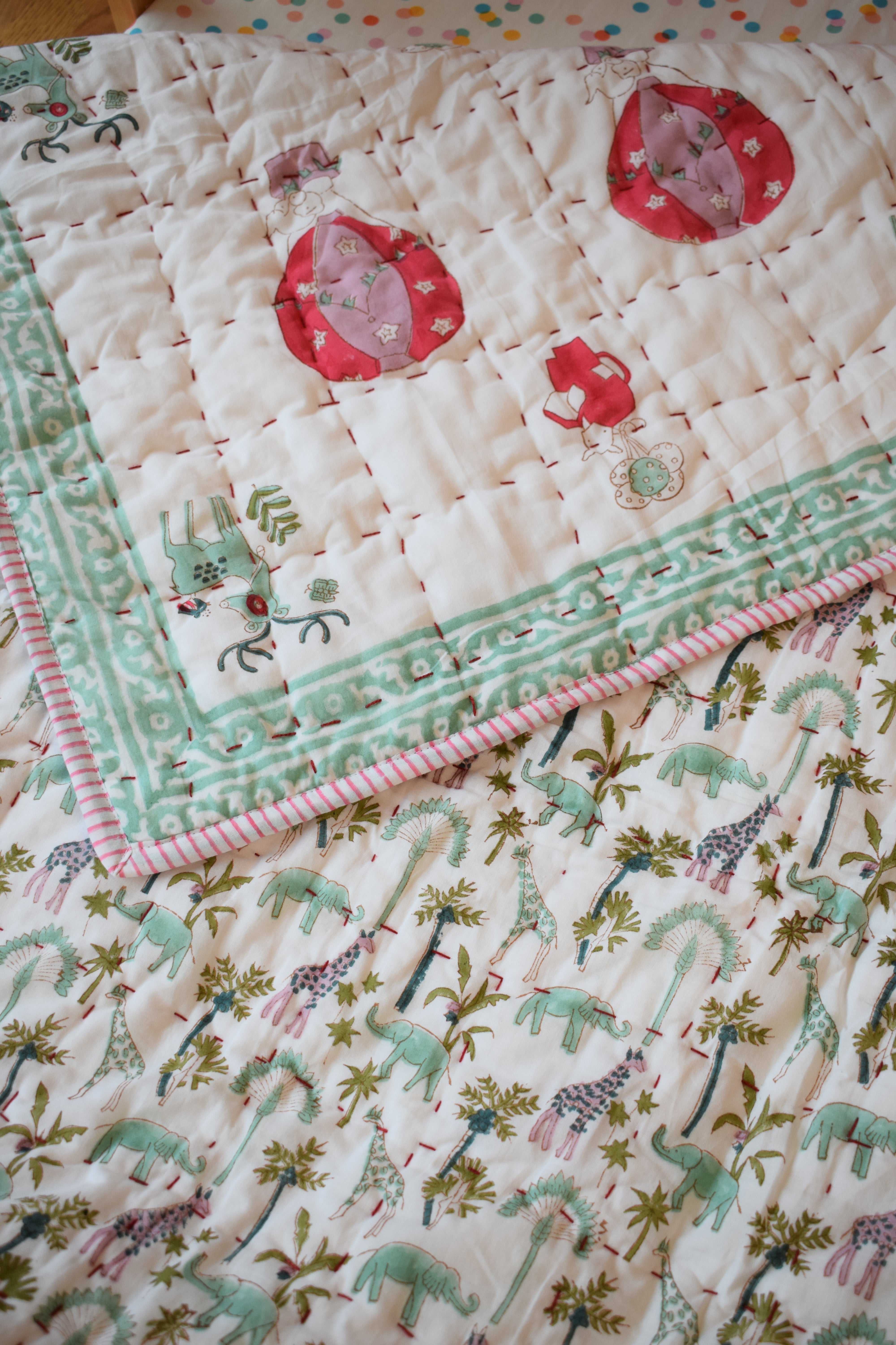 Hot Air Balloon Kids Blanket Reversible.