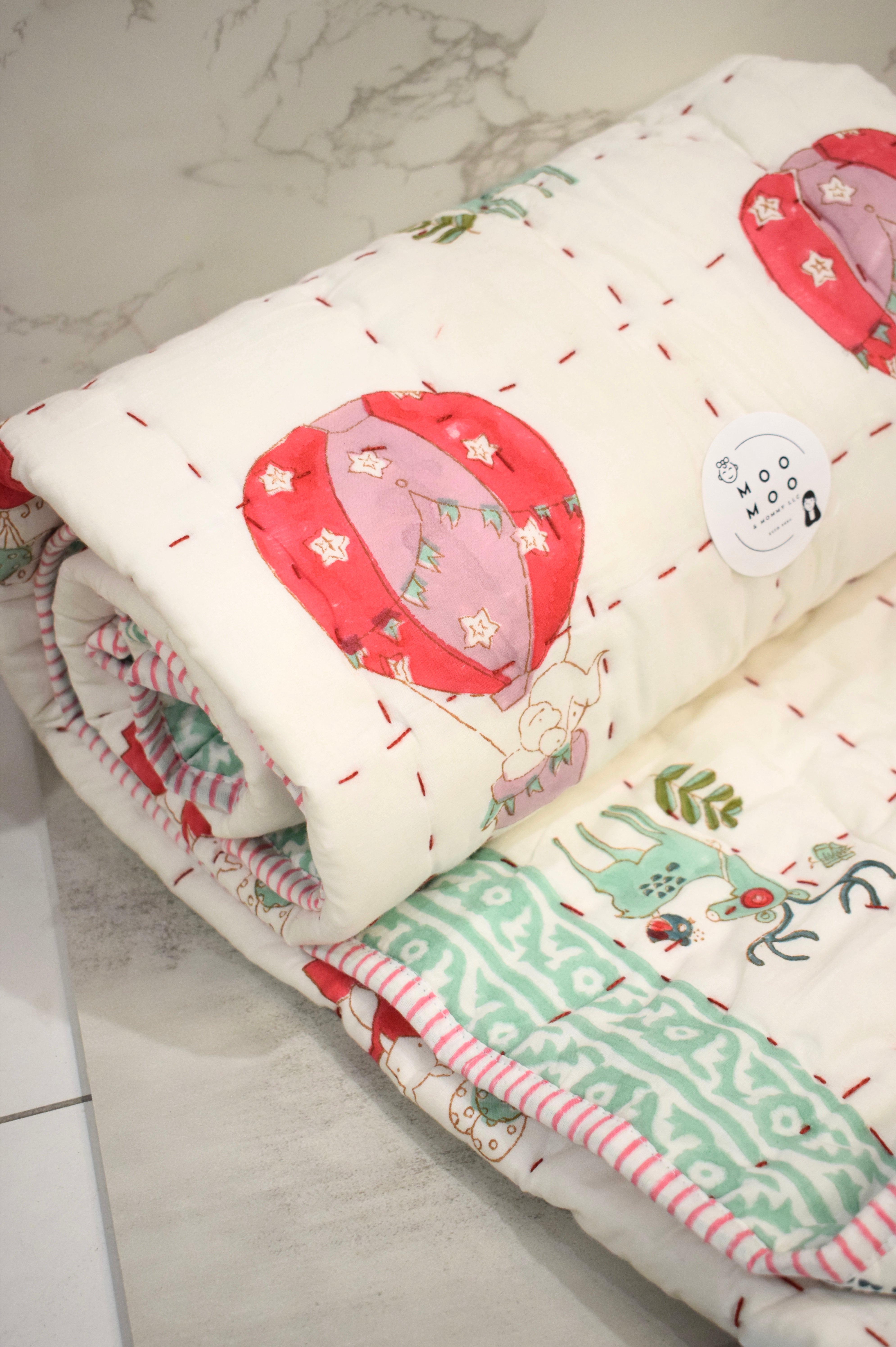 Hot Air Balloon Kids Blanket Reversible.