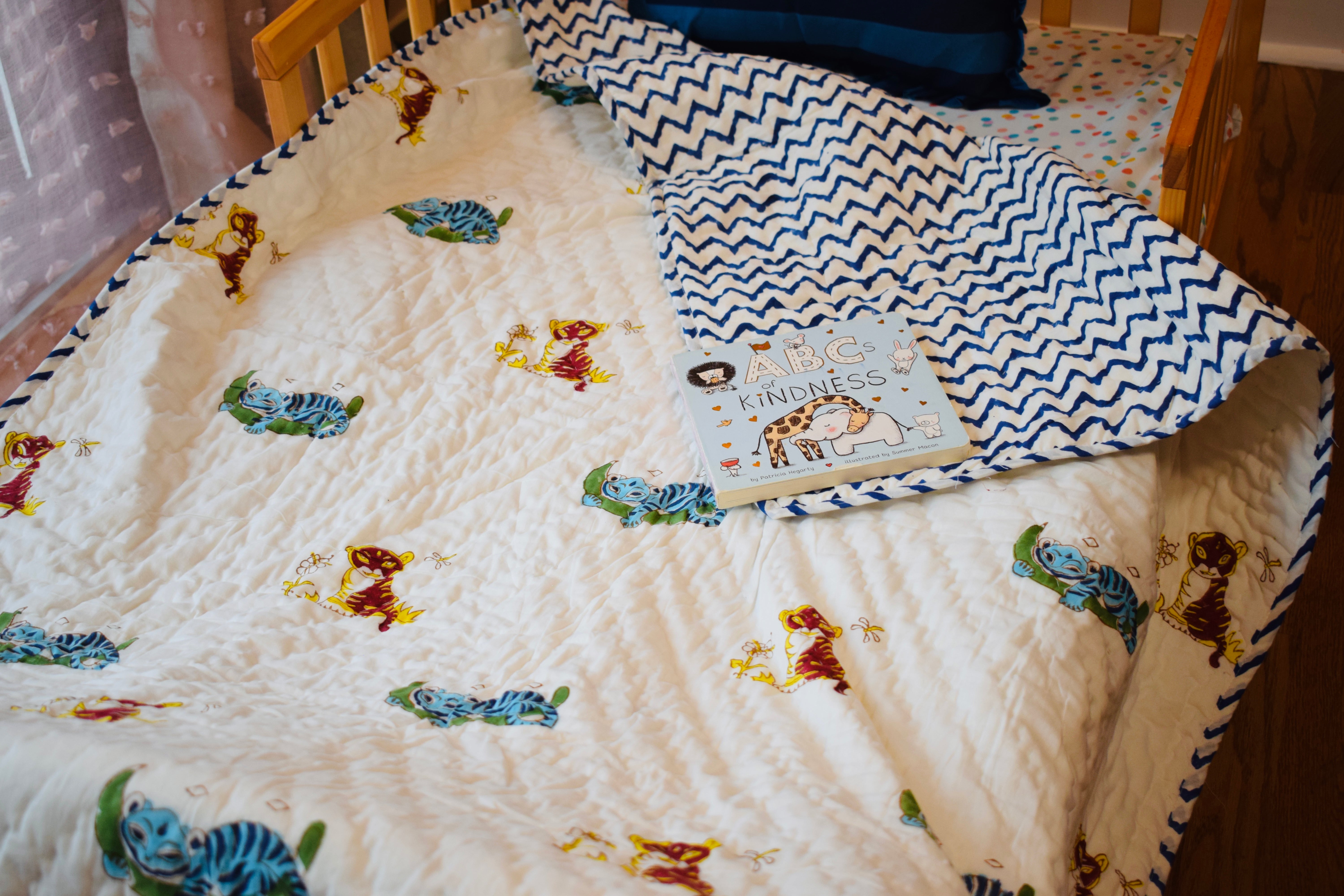 Tiger Print Reversible Baby Blanket