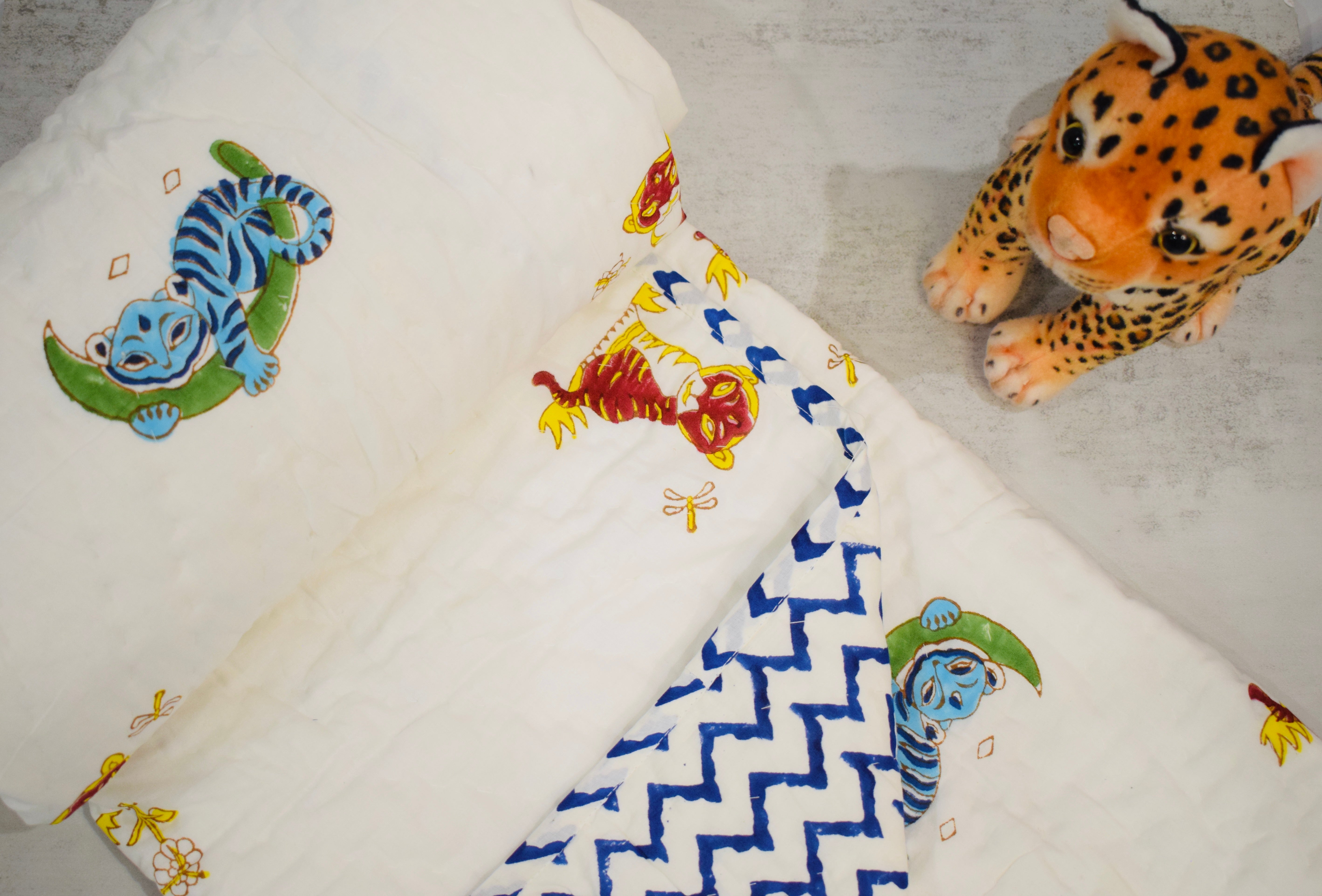 Tiger Print Reversible Baby Blanket