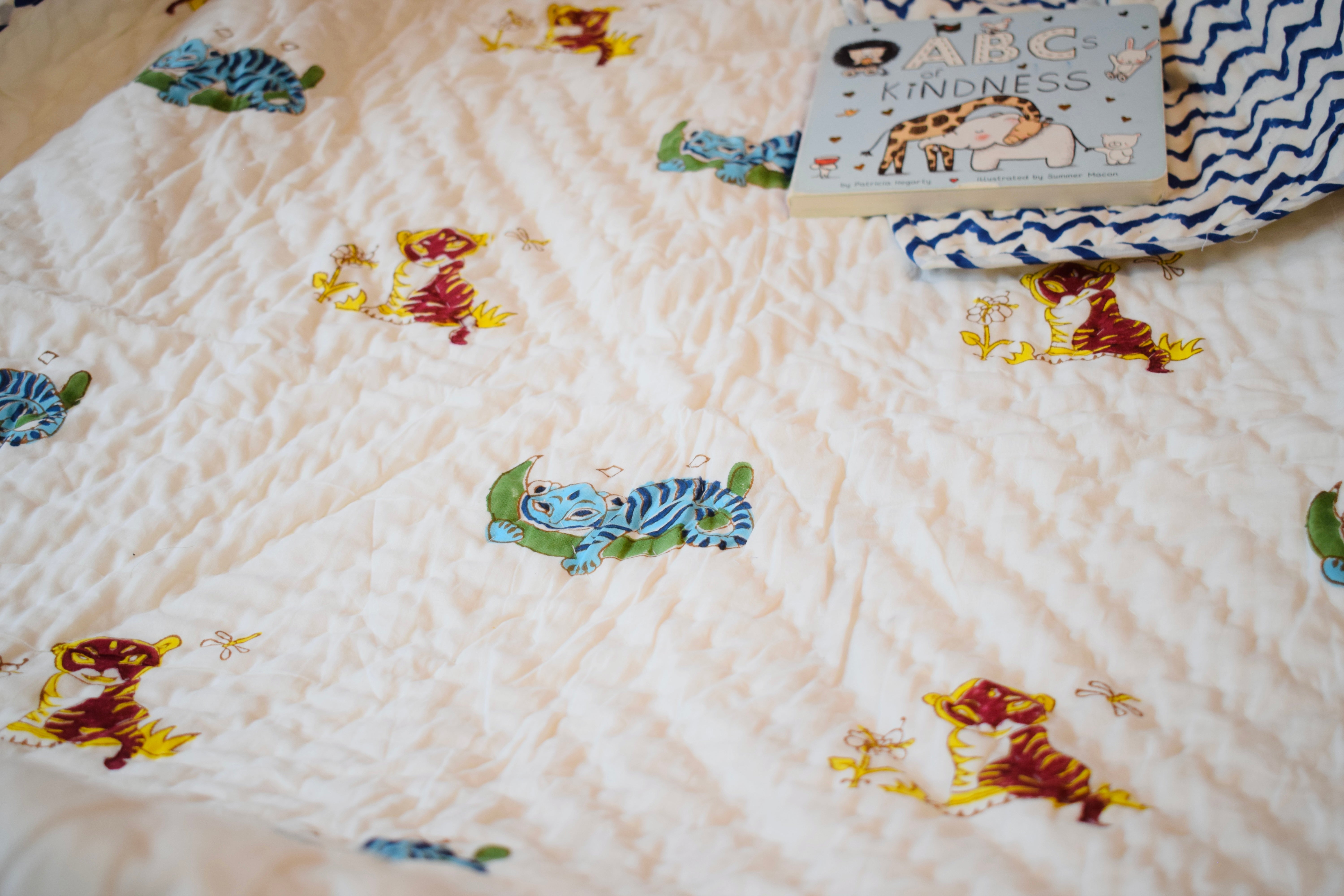 Tiger Print Reversible Baby Blanket