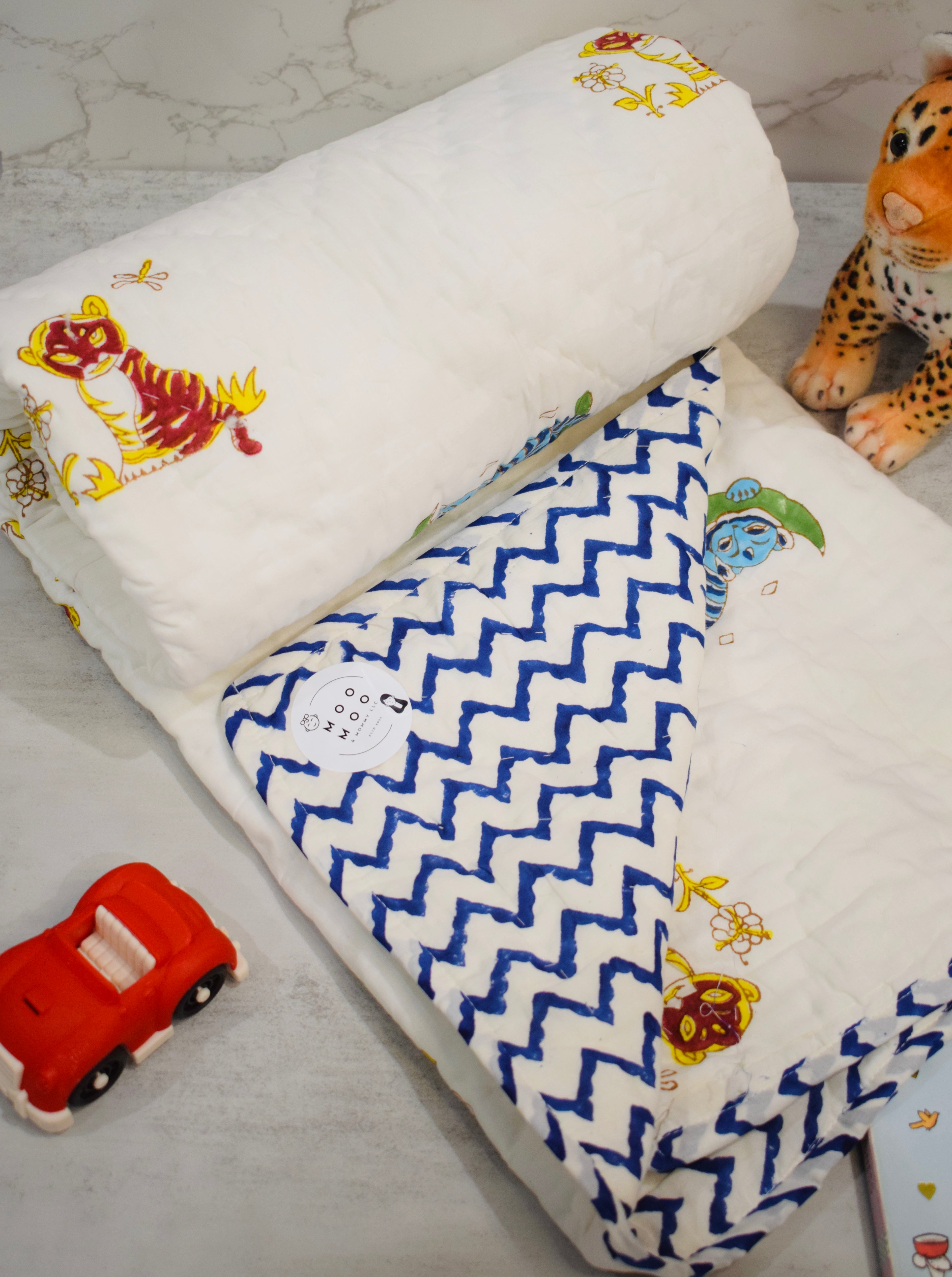 Tiger Print Reversible Baby Blanket