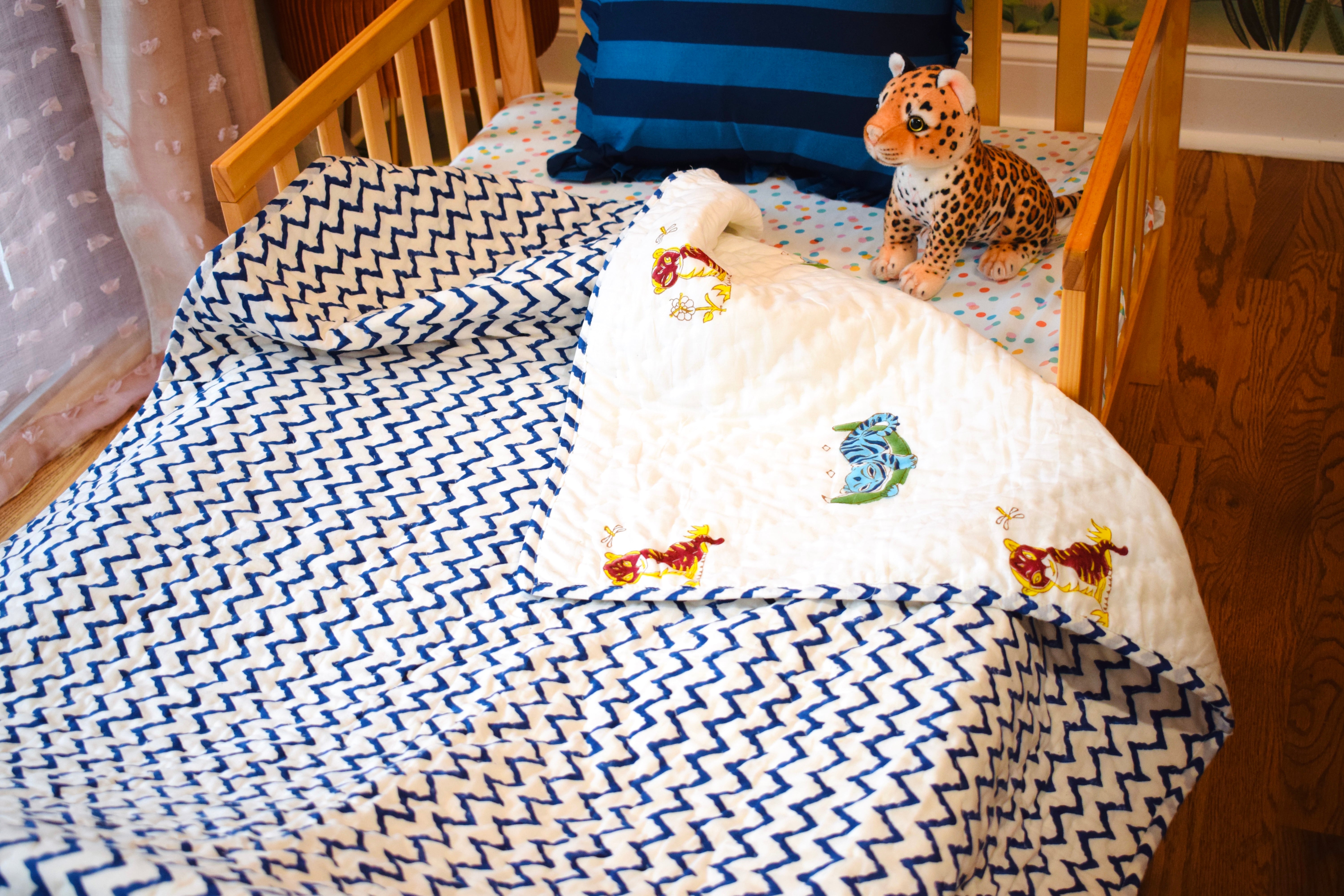 Tiger Print Reversible Baby Blanket