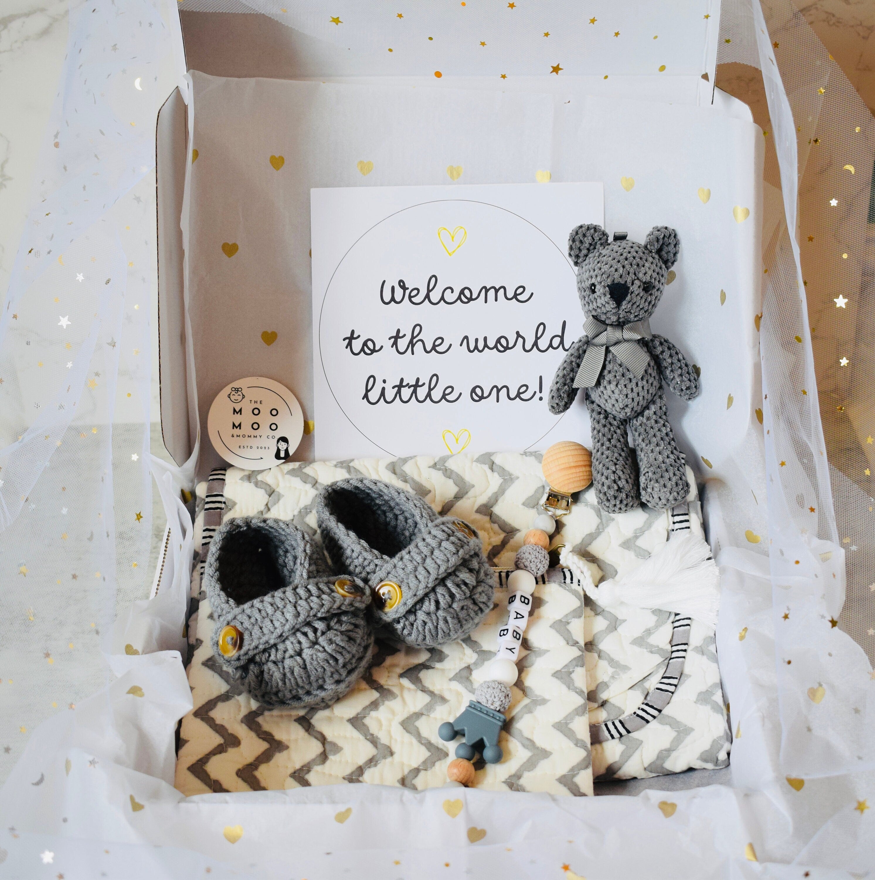 New Baby Gift Box Congratulations Diaper Changing Mat Useful Gift Box for Newmom Baby Gift Box Gender Neutral Baby Gift Box Baby Shower Gift