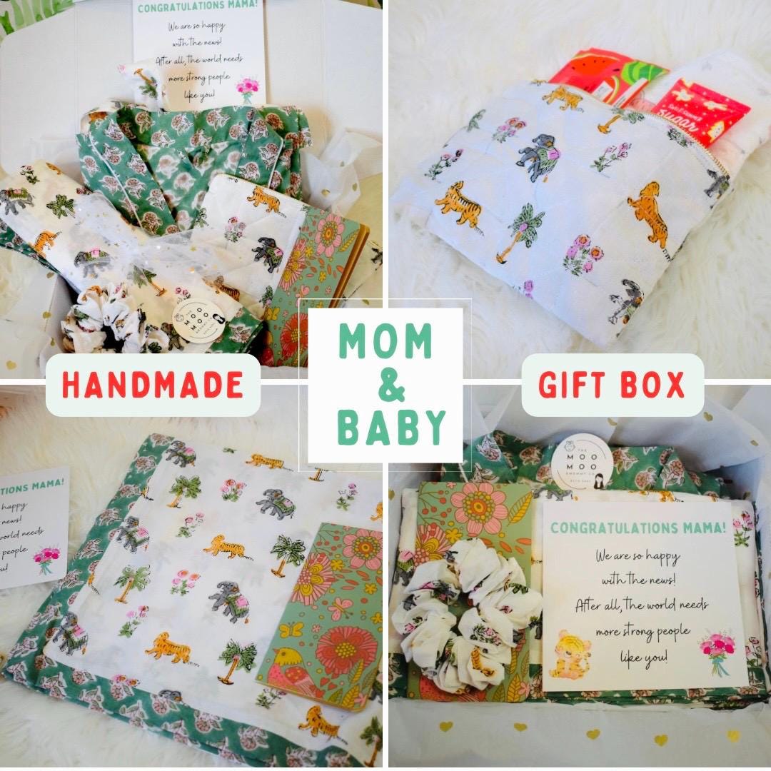Set of 2 Soft Cotton Baby Swaddle Gender Neutral Newborn Gift for Baby Shower Handblock Printed Blanket Dohar Nursing Cover New Mom Gift