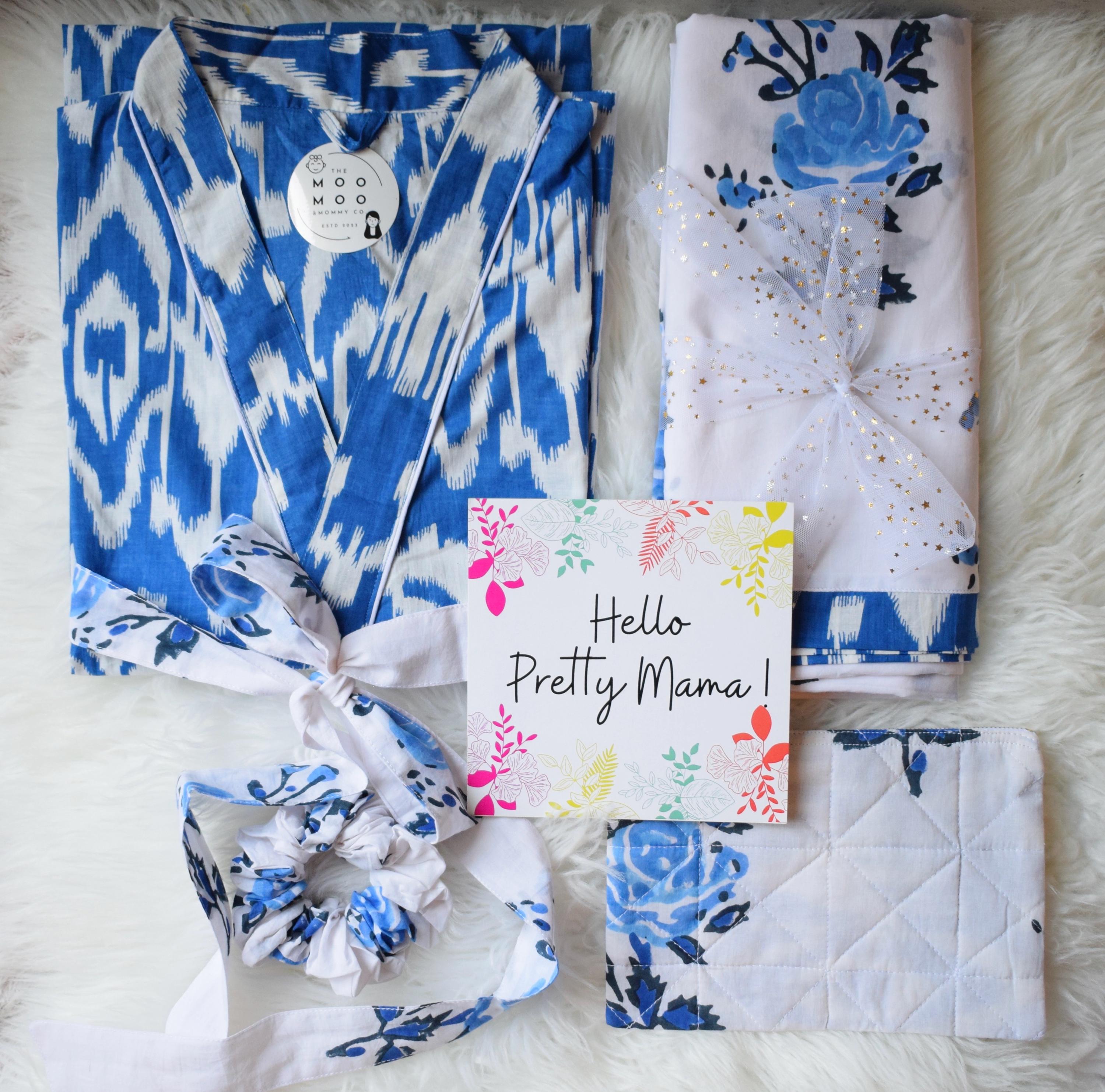 Expecting Mom Gift | Baby Gift Basket | First Time Mom Gift | Baby Shower Box New Born Swaddle Blanket & Women Kimono Robe | Push Present