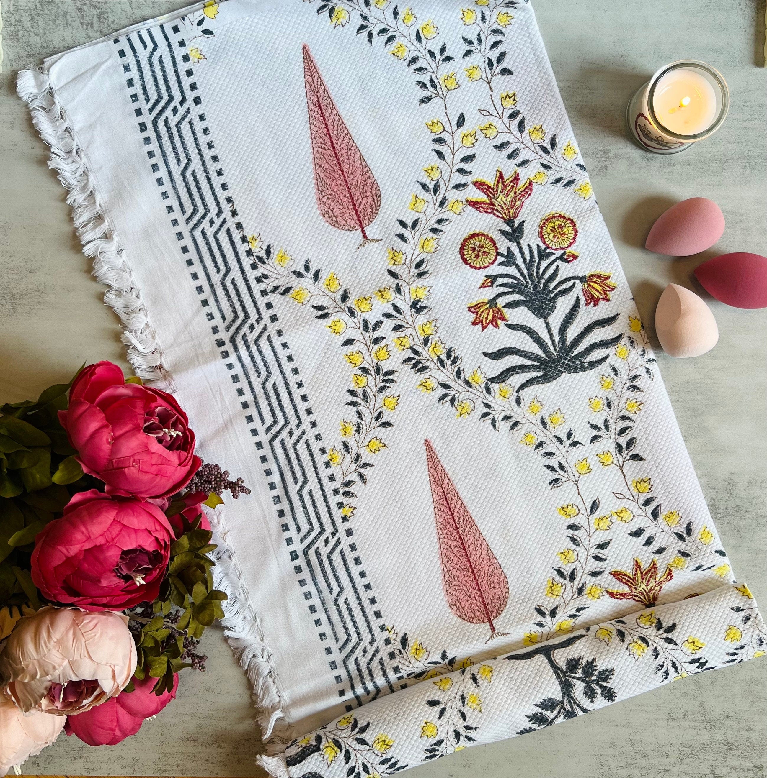 Travel Towel Gift for Her Gifts for Mom Spa Towel Beach Towel Block Printed Towel Cotton Towel Gift for Spa lover Travel Accessory