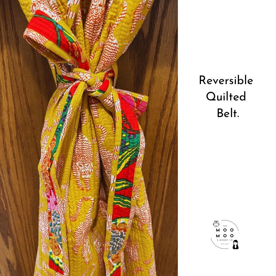 Quilted Housecoat Reversible Indian Robe Time to Relax Spa Gift Box Self Care Kit for her Birthday Gift for Women Block Printed Animal Print