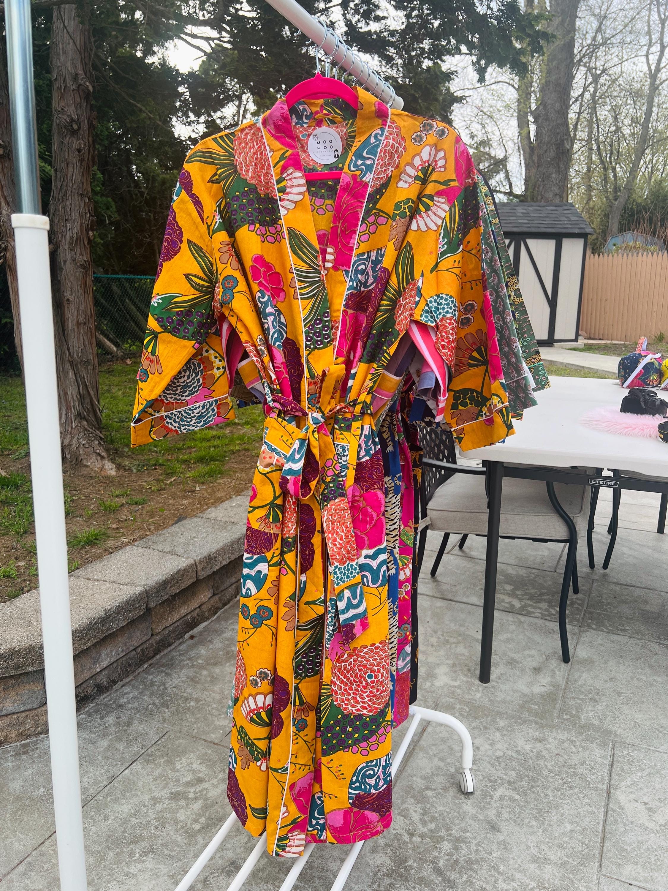 Beach Cover Up | Printed Kimono Robe | Spa Kit for her | Cotton Kimono | Unique Gift Box for Her Block Print Housecoat Summer Kimono Dress