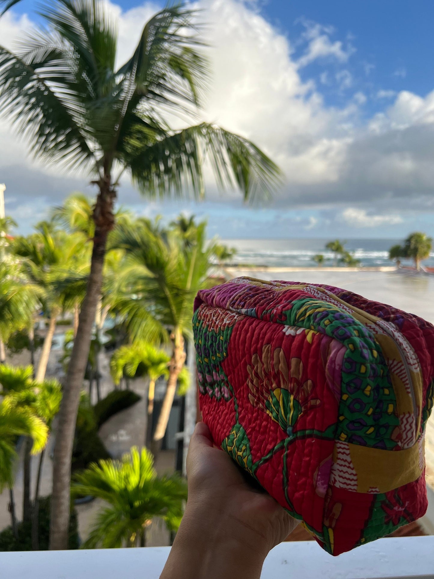 Set of 3 Toiletry Bags Quilted Pouches Indian Block Printed Bags Cotton Makeup Bag Gift for her Birthday Gift Ideas for Women Utility Pouch