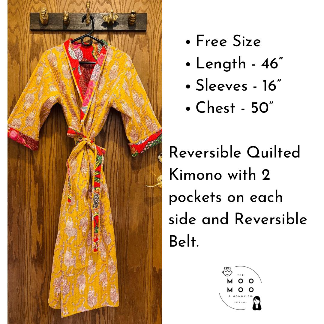Quilted Housecoat Reversible Indian Robe Time to Relax Spa Gift Box Self Care Kit for her Birthday Gift for Women Block Printed Animal Print