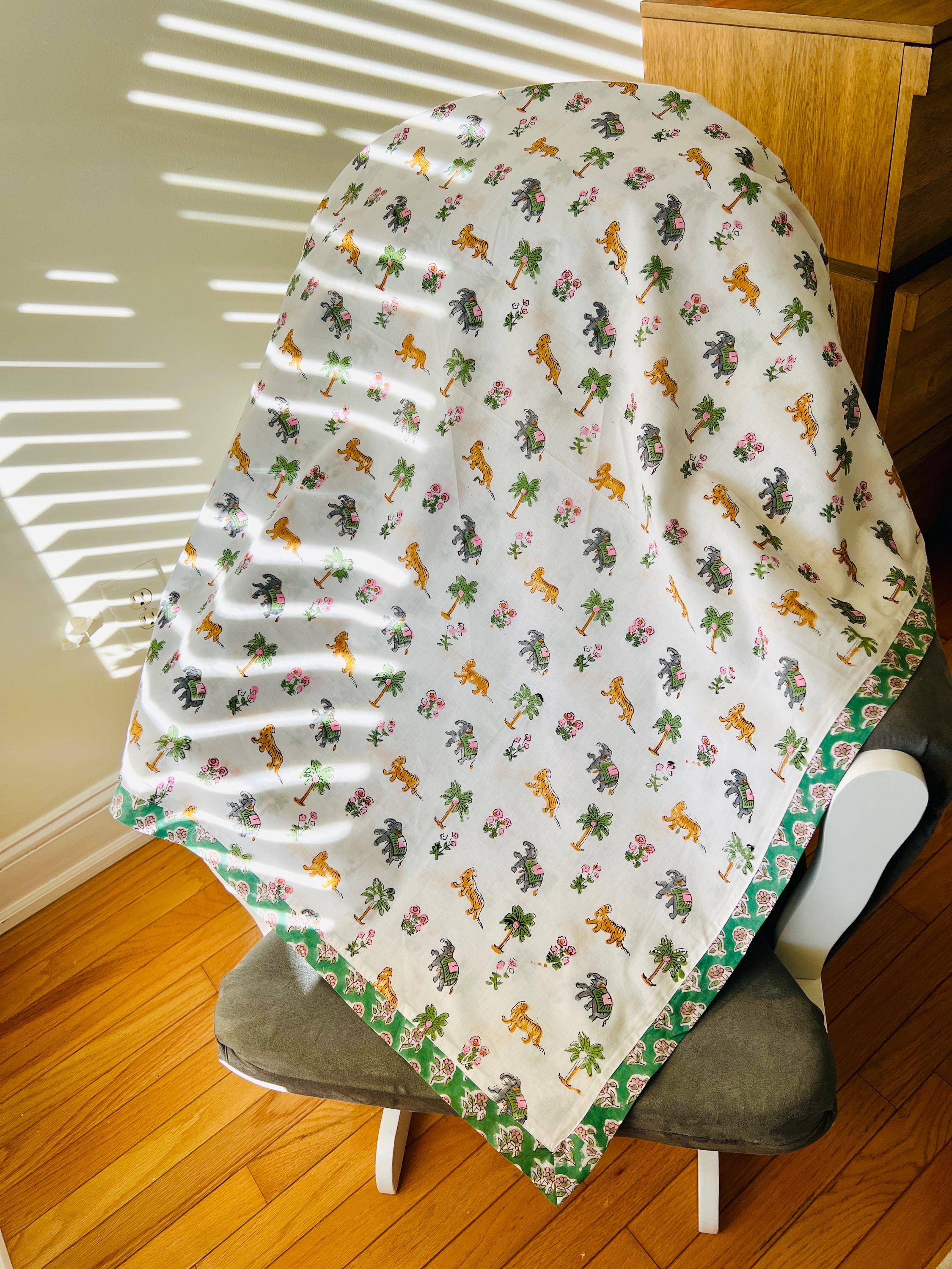 Set of 2 Soft Cotton Baby Swaddle Gender Neutral Newborn Gift for Baby Shower Handblock Printed Blanket Dohar Nursing Cover New Mom Gift