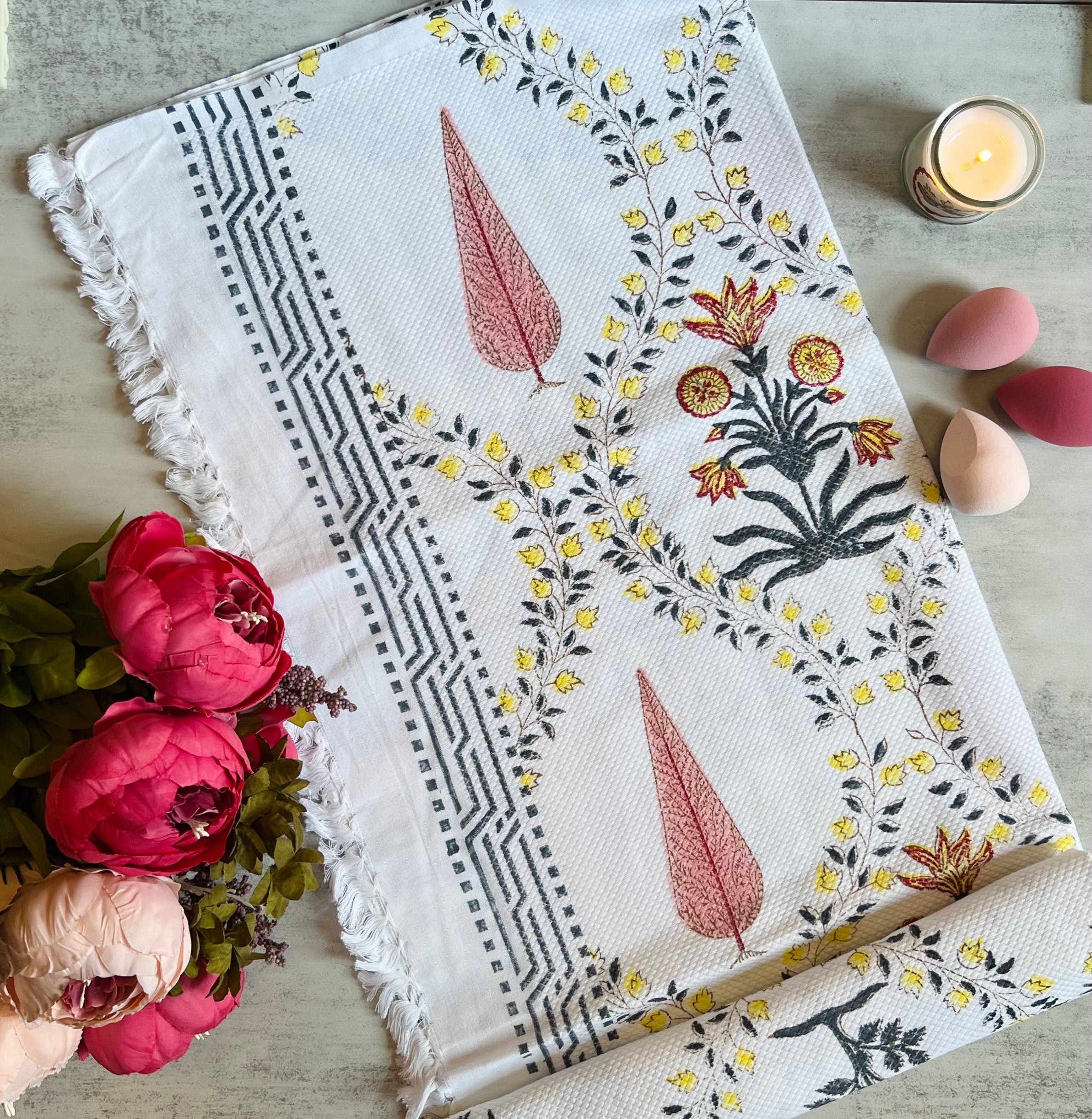 Travel Towel Gift for Her Gifts for Mom Spa Towel Beach Towel Block Printed Towel Cotton Towel Gift for Spa lover Travel Accessory