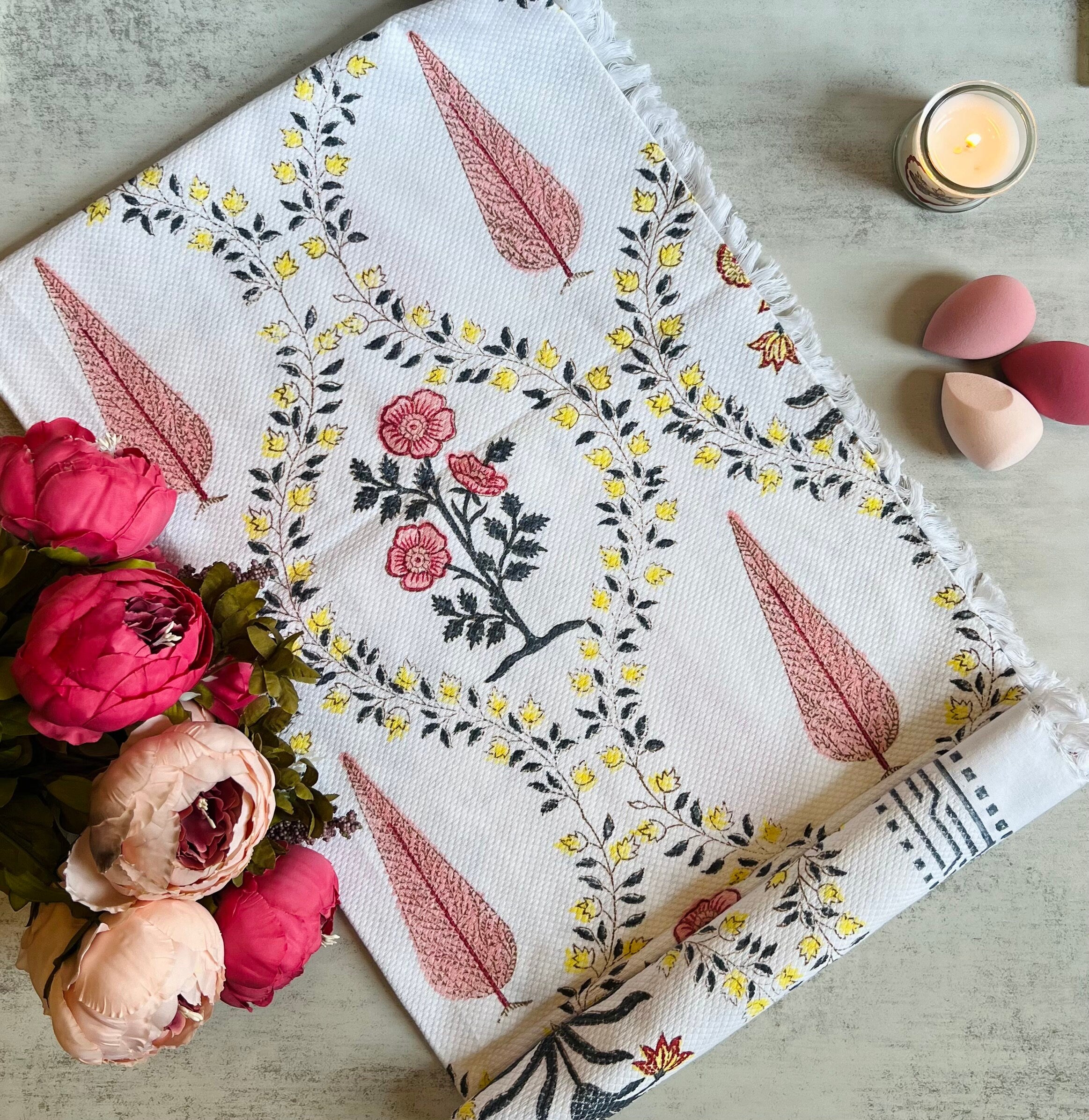 Travel Towel Gift for Her Gifts for Mom Spa Towel Beach Towel Block Printed Towel Cotton Towel Gift for Spa lover Travel Accessory