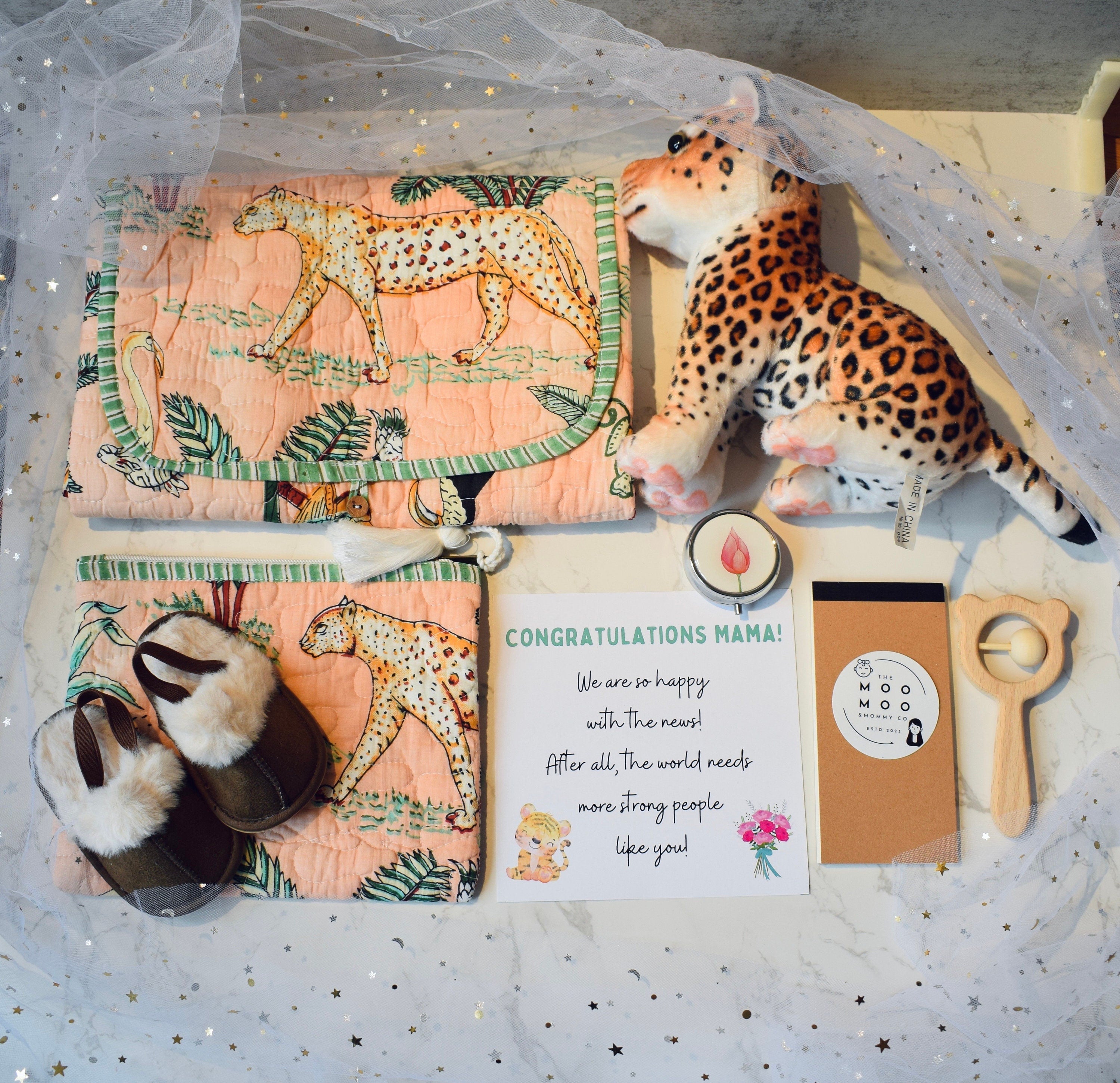 Newborn and Mom Gift Box  Baby Girl Gift  Mom Gifts  Block Printed Handmade Gift