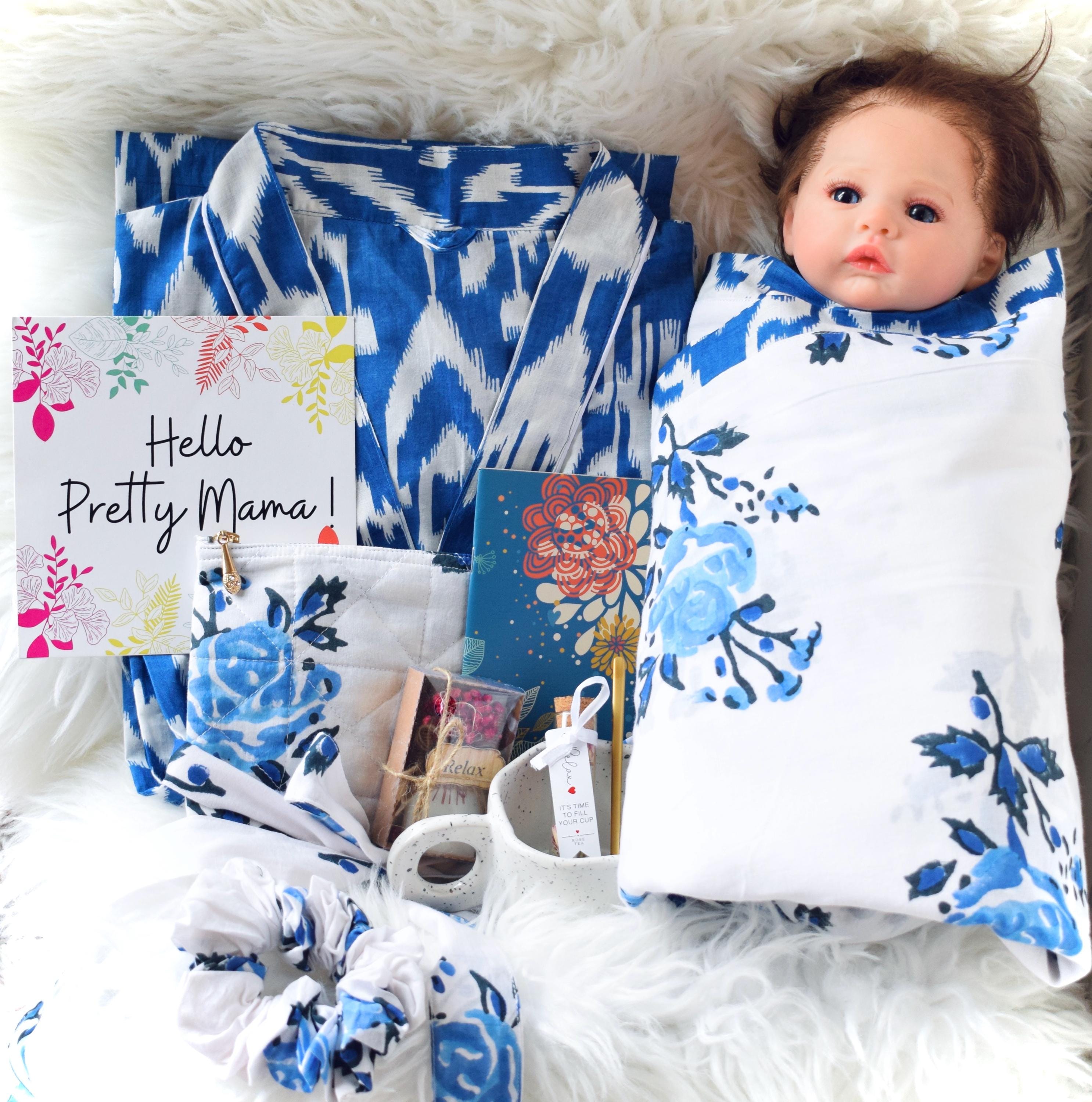 Set of 2 Soft Cotton Baby Swaddle Gender Neutral Newborn Gift for Baby Shower Handblock Printed Blanket Dohar Nursing Cover New Mom Gift