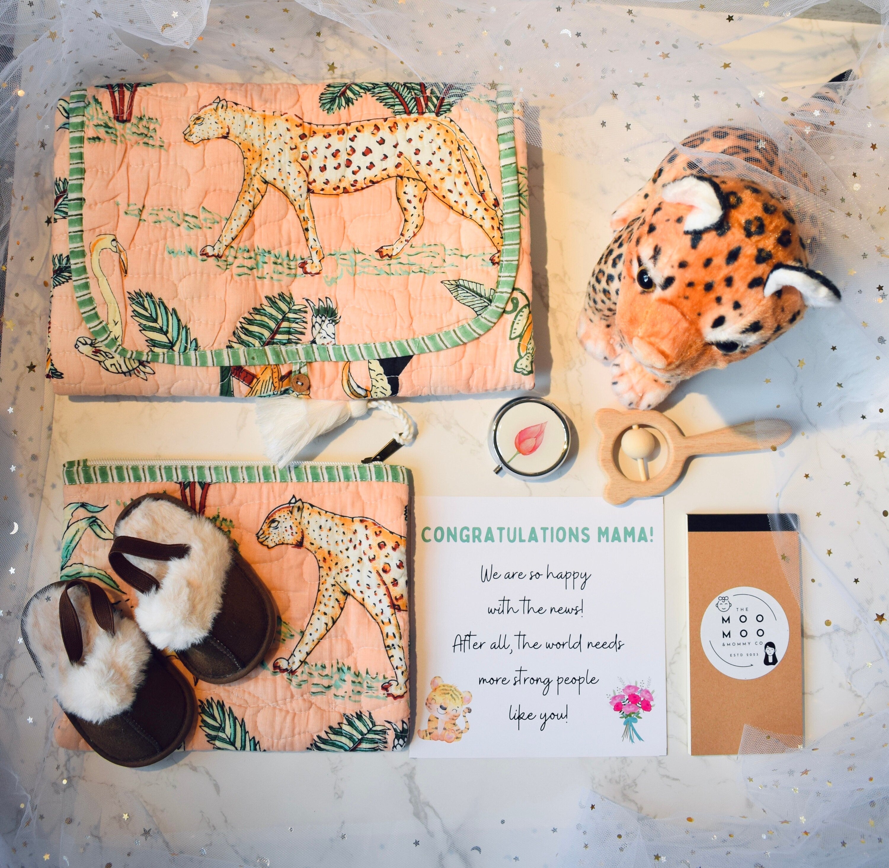 Newborn and Mom Gift Box  Baby Girl Gift  Mom Gifts  Block Printed Handmade Gift
